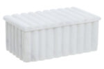 Elia Marble Ribbed Box. White marble storage box. Modern decorative box. Ribbed marble décor. Luxury home accessory. Contemporary marble storage. Elegant trinket box.
