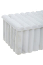 Elia Marble Ribbed Box. White marble storage box. Modern decorative box. Ribbed marble décor. Luxury home accessory. Contemporary marble storage. Elegant trinket box.