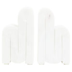 Alba White Marble Bookends. White marble décor. Modern bookshelf accessories. Luxury home office décor. Sculptural marble bookends. Contemporary book supports. Minimalist marble design.