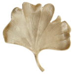Ressa Leaf Trinket Dish. Gold aluminium décor. Gingko leaf dish. Luxe jewellery holder. Handcrafted home accessory. Nature-inspired décor. Elegant trinket bowl.
