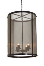 Atelier Round Pendant Light. Black and gold ceiling light. Industrial pendant lighting. Round metal chandelier. Textured iron light fixture. Modern ambient lighting. Statement pendant light.