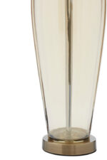 Malden Amber Glass Table Lamp. Amber glass table lamp. Gold base table lamp. Black fabric shade lamp. Luxury glass lighting. Modern amber lamp. Elegant bedside lamp. Contemporary table lamp. Living room lighting. Designer glass lamp. Warm glow lamp. Gold and black table lamp. Sculptural glass base lamp. Decorative lighting. Luxury home décor. Modern classic table lamp. Stylish desk lamp. Glass and metal lamp. Ambient lighting solution. Boutique home lighting.