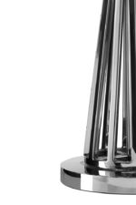 Hudson Twisted Base Table Lamp. Nickel finish lamp. Stainless steel table lamp. Black shade lamp. Modern metallic lighting. Luxury home décor lamp. Sculptural twisted base. Hourglass table lamp. Contemporary bedside lamp. Designer accent lighting. Elegant living room light. Monochrome home accessory. Reflective silver lamp. Boutique style lighting.