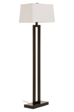 Kenton Monochromatic Floor Lamp. Black and white floor lamp. Modern standing lamp. Minimalist lighting. Contemporary home décor. Black metal frame lamp. White tapered shade. Elegant monochrome lamp. Ambient lighting solution. Modern living room floor lamp. Designer home accessory. Sleek contemporary floor lamp.