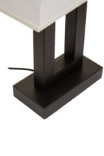 Kenton Monochromatic Table Lamp. Black and white table lamp. Modern desk lamp. Minimalist lighting. Contemporary bedside lamp. Black metal frame. White tapered shade. Monochrome design. Elegant modern lighting. Ambient home lighting. Bedroom lamp. Living room table lamp. Designer home accessory. Sleek decorative lamp.