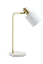 Kelson Curved Table Lamp. Brass finish table lamp. Mid-century modern lighting. Marble base lamp. Curved arm desk lamp. Contemporary home décor. Study table lighting. Elegant gold lamp. Modern reading lamp. Sculptural table lamp. Designer lighting piece.