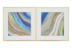 Set of 2 Abstract Wall Art. Blue and gold wall art. Modern abstract prints. Framed art set. Contemporary wall décor. Gold framed wall art. Neutral abstract paintings. Elegant home décor. Luxury living room art. Minimalist wall décor. Fluid pattern wall art. Stylish framed artwork. Geometric art set. Modern blue artwork. Chic gold accent art. Abstract canvas prints. Home office wall art. Modern art for bedroom. Decorative wall feature.