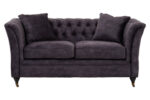 Naya 2 Seater Chesterfield Sofa. Dark grey velvet sofa. Velvet chesterfield sofa. 2 seater chesterfield. Classic velvet sofa. Button tufted sofa. Modern chesterfield couch. Traditional style sofa. Compact velvet sofa. Elegant grey sofa. Living room seating. Luxury velvet furniture. Grey chesterfield loveseat. Castor leg sofa. Plush velvet sofa.
