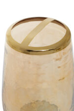 Lume Glass Toothbrush Holder. Glass toothbrush cup. Gold rim toothbrush holder. Textured glass bathroom accessory. Modern bathroom decor. Luxury toothbrush holder. Divided toothbrush holder. Durable glass bathroom organiser. Gold accent bathroom set. Elegant sink accessory. Stylish glass holder. Contemporary bathroom decor.