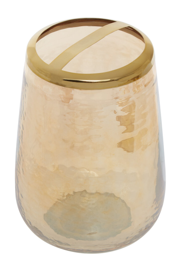Lume Glass Toothbrush Holder Lume Glass Toothbrush Holder. Glass toothbrush cup. Gold rim toothbrush holder. Textured glass bathroom accessory. Modern bathroom decor. Luxury toothbrush holder. Divided toothbrush holder. Durable glass bathroom organiser. Gold accent bathroom set. Elegant sink accessory. Stylish glass holder. Contemporary bathroom decor.