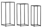Set of 3 Black Plant Stands. Modern plant stand set. Black iron plant holders. Minimalist indoor planters. Decorative plant display. Contemporary home décor. Durable metal stands.