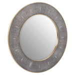 Shagreen Grey Wall Mirror. Grey and gold mirror. Textured wall mirror. Luxury home décor. Boho chic mirror. Contemporary wall accent. Gold trim mirror. Modern interior accessory. Elegant wall décor.