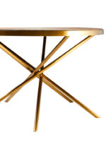 June Dining Table. Dining table with splayed legs. Round dining table. Gold metal base table. Wood top dining table. Sculptural dining table. Luxury dining furniture. Modern dining table. Wooden round table. Contemporary dining room. Gold finish furniture. Minimalist table design. Elegant wood and metal table. Designer round table. Statement dining table. Modern home furniture. Warm metallic base table. Chic dining décor. Contemporary round table. Stylish dining centrepiece.