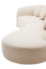 Lorren Curved Linen 3 Seater Sofa. Curved linen sofa. Cream 3 seater sofa. Modern linen sofa. Contemporary cream sofa. Curved back sofa. Elegant living room furniture. Neutral tone sofa. Soft linen upholstery. Plush cushion sofa. Modern home decor. Luxury cream sofa. Curved silhouette couch. Comfortable 3 seater sofa. Modern living room seating. Designer linen furniture.