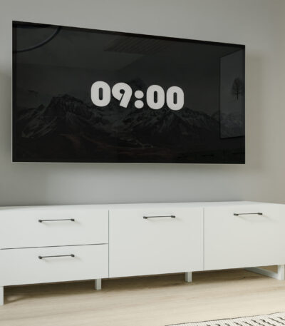 Hydra Media Unit. Hydra TV unit. Light Grey media unit. Sage Green TV stand. Modern media unit. Wall mounted TV unit. Floating TV stand. ABS edging media unit. Metal TV console. Contemporary TV furniture.