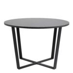 Cera dining table. Round marble effect dining table. Black dining table. Melamine dining table. Modern kitchen table. Small round dining table. Metal base dining table. Contemporary dining furniture. Easy clean dining table.