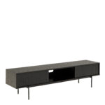 Lyon Media Unit. Black ash TV unit. Modern media unit. Mesh door TV stand. Sliding door media console. Black entertainment unit. Contemporary TV cabinet. Metal leg TV unit. Industrial TV stand. Living room furniture.