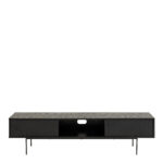 Lyon Media Unit. Black ash TV unit. Modern media unit. Mesh door TV stand. Sliding door media console. Black entertainment unit. Contemporary TV cabinet. Metal leg TV unit. Industrial TV stand. Living room furniture.