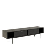Lyon Media Unit. Black ash TV unit. Modern media unit. Mesh door TV stand. Sliding door media console. Black entertainment unit. Contemporary TV cabinet. Metal leg TV unit. Industrial TV stand. Living room furniture.