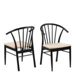 Eva dining chairs. Set of 2 dining chairs. Black oak dining chair. Scandinavian dining chair. Nordic dining furniture. Wooden dining chairs. Woven seat dining chair. Contemporary dining seating. Armrest dining chair.