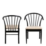 Eva dining chairs. Set of 2 dining chairs. Black oak dining chair. Scandinavian dining chair. Nordic dining furniture. Wooden dining chairs. Woven seat dining chair. Contemporary dining seating. Armrest dining chair.