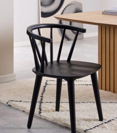 Rian wooden dining chairs. Set of 2 dining chairs. Black wooden dining chairs. Rubberwood dining chair. Nordic dining chair. Modern dining seating. Compact dining chairs. Wooden kitchen chair. Contemporary dining furniture.