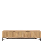 Purino Media Unit. Slatted TV unit. Oak effect media unit. Scandinavian TV stand. 180cm TV unit. Modern media console. Black leg TV unit. Light oak TV stand. Living room storage. Contemporary TV furniture.