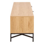 Purino Media Unit. Slatted TV unit. Oak effect media unit. Scandinavian TV stand. 180cm TV unit. Modern media console. Black leg TV unit. Light oak TV stand. Living room storage. Contemporary TV furniture.