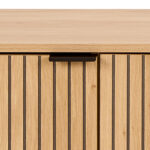 Purino Media Unit. Slatted TV unit. Oak effect media unit. Scandinavian TV stand. 180cm TV unit. Modern media console. Black leg TV unit. Light oak TV stand. Living room storage. Contemporary TV furniture.