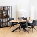 oval dining table. oak dining table. large dining table. 10 seater dining table. black metal dining table. cross base dining table. modern dining furniture. contemporary dining table. wooden dining table. organic shape dining table. statement dining table. family dining table. Marlin dining table.