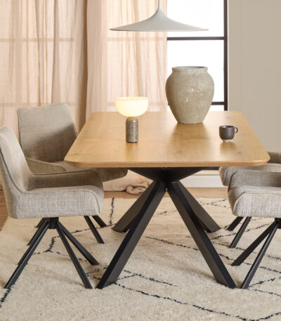 oak dining table. large dining table. 8 seater dining table. matte oak table. black steel dining table. modern dining furniture. contemporary dining table. industrial dining table. wooden dining table. statement dining table. family dining table. Kave dining table.