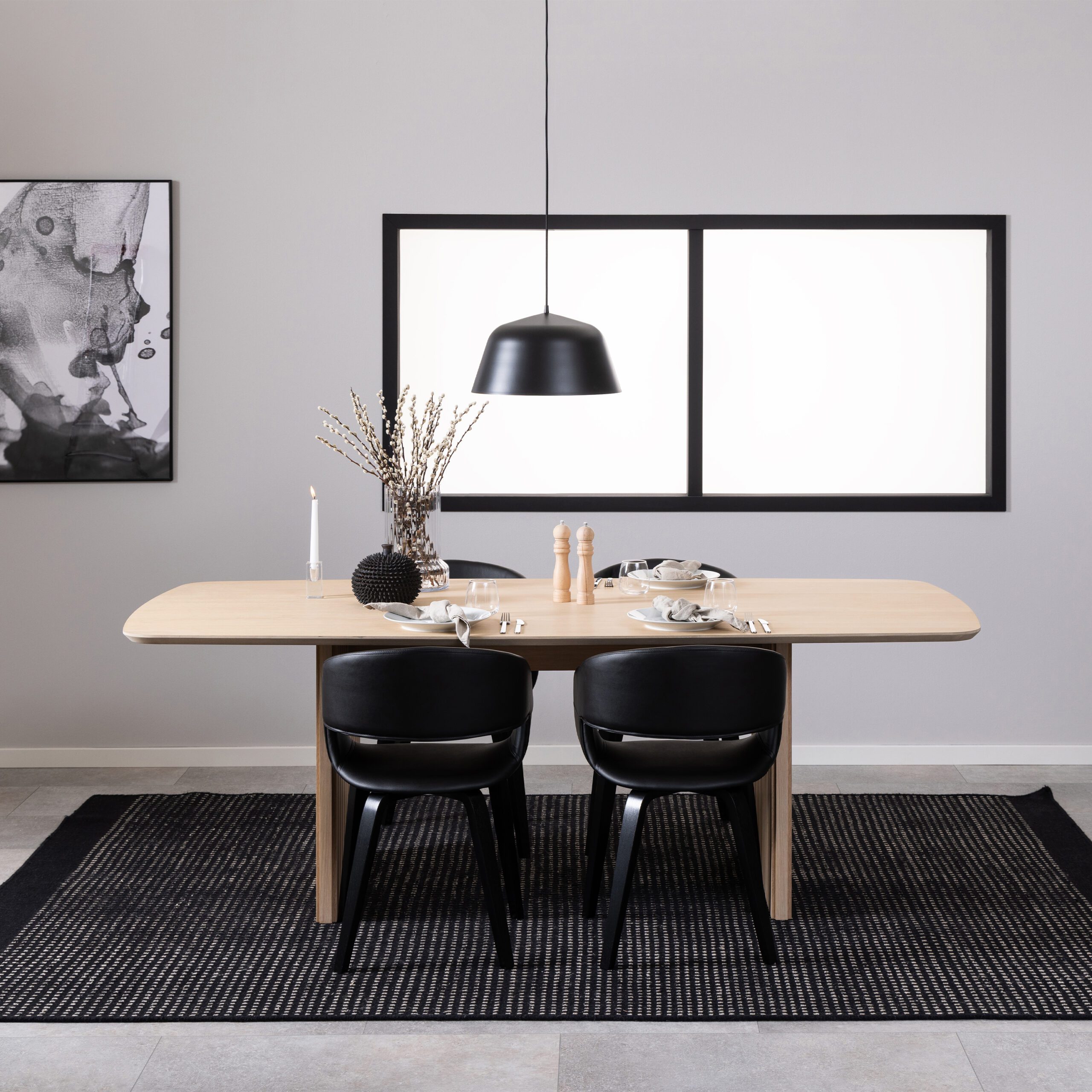 Lars White Pigmented Dining Table white pigmented dining table. oak dining table. Scandinavian dining table. modern wood dining table. panelled leg dining table. rectangular dining table. 6 seater dining table. Nordic style furniture. contemporary dining furniture. natural wood dining table. Lars dining table. minimalist dining table.