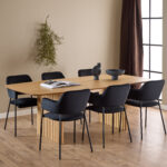 Arix Set of 2 Dining Chairs. Black velvet dining chairs. Modern dining chairs. Open back dining chair. Dining chairs with armrests. Matte black steel legs. Contemporary dining seating. Upholstered dining chairs. Compact dining chair. Luxury dining furniture.