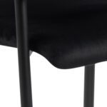 Arix Set of 2 Dining Chairs. Black velvet dining chairs. Modern dining chairs. Open back dining chair. Dining chairs with armrests. Matte black steel legs. Contemporary dining seating. Upholstered dining chairs. Compact dining chair. Luxury dining furniture.