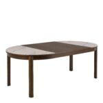 tending dining table. Ceramic top dining table. Modern dining table. Extendable table. Heat resistant dining surface. Scratch resistant tabletop. Contemporary dining furniture. Round extending table. Space saving dining table. Family dining table.
