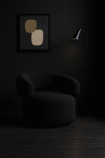 Axis Boucle Revolving Armchair. Swivel boucle chair. Cream boucle armchair. Black boucle armchair. Modern revolving chair. Curved back swivel seat. Contemporary boucle furniture. 360-degree swivel armchair. Luxury modern chair. Cosy boucle upholstery. Comfortable living room chair. Designer swivel seat. Textured boucle fabric chair. Elegant modern furniture. Black and cream boucle chair. Soft curved armchair. Functional office chair. Minimalist boucle design. Stylish lounge chair. Contemporary home seating.