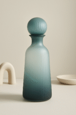 Blue Ombre Bottle Vase. Blue glass vase. Ribbed glass vase. Ombre design vase. Modern decorative vase. Slender bottle vase. Small medium large vase. Contemporary home décor. Artistic blue glass accessory.
