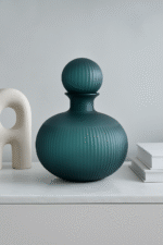 Blue Ombre Bottle Vase. Blue glass vase. Ribbed glass vase. Ombre design vase. Modern decorative vase. Slender bottle vase. Small medium large vase. Contemporary home décor. Artistic blue glass accessory.