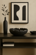 Dren Textured Bowl. Modern decorative bowl. Polyresin bowl. White textured bowl. Black sculptural bowl. Minimalist home décor. Organic centrepiece. Modern table décor.