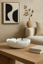 Dren Textured Bowl. Modern decorative bowl. Polyresin bowl. White textured bowl. Black sculptural bowl. Minimalist home décor. Organic centrepiece. Modern table décor.