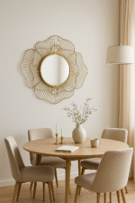 Eden Flower Wall Mirror. Gold flower mirror. Decorative wall mirror. Metal petal mirror. Floral wall décor. Modern gold mirror. Statement wall accessory. Contemporary flower mirror. Elegant home décor.