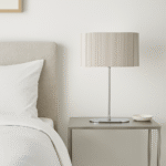 Forma Table Lamp. Gold table lamp. Silver table lamp. Ribbed shade lamp. Modern lighting. Contemporary décor. Metallic base lamp. Elegant bedside light. Luxury home accessory.