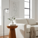 Tova Natural Mango Wood Side Table. Mango wood side table. Ridged base side table. Carved wood table. Natural wood accent table. Modern side table. Minimalist wood table. Eco-friendly mango wood furniture. Living room side table. Rustic wood table. Boho side table. Handcrafted wooden table.