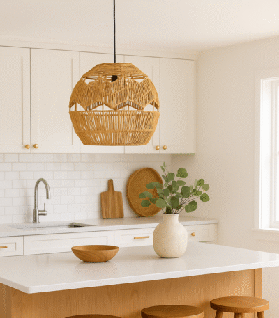 Hano Pendant Light. Bohemian pendant light. Paper rope lighting. Natural woven light. Modern hanging lamp. Contemporary pendant design. Organic home décor. Textured ceiling light. Coastal interior lighting.