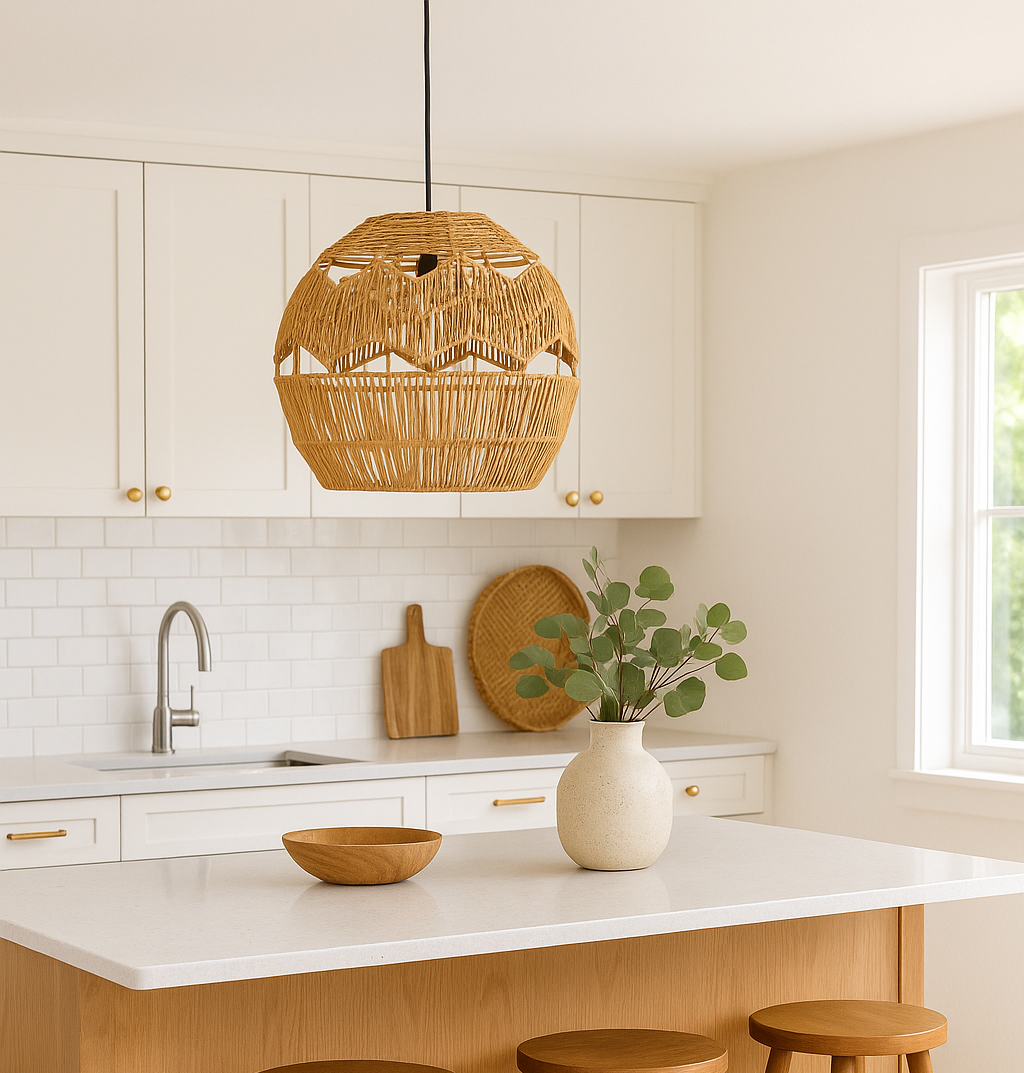 Hano Pendant Light Hano Pendant Light. Bohemian pendant light. Paper rope lighting. Natural woven light. Modern hanging lamp. Contemporary pendant design. Organic home décor. Textured ceiling light. Coastal interior lighting.