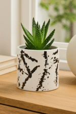 Iris Splash Effect Plant Pot. Ceramic planter. Black and white plant pot. Handcrafted ceramic décor. Modern indoor planter. Artistic flower pot. Splash design planter. Decorative home accessory. Contemporary plant pot.