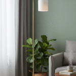 Kelson Floor Lamp. Gold floor lamp. White marble base lamp. Modern standing lamp. Minimalist lighting. Luxury floor light. Gold and white lamp. Elegant home lighting. Contemporary floor lamp. Designer lighting fixture. Living room lamp. Bedroom floor light. Marble and gold décor. Ambient lighting design. Tall floor lamp. Modern interior décor. Sleek metal floor lamp. Stylish home accessory. Luxury lighting solution. Statement floor lamp.