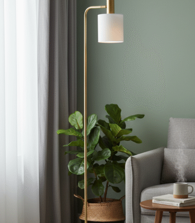 Kelson Floor Lamp. Gold floor lamp. White marble base lamp. Modern standing lamp. Minimalist lighting. Luxury floor light. Gold and white lamp. Elegant home lighting. Contemporary floor lamp. Designer lighting fixture. Living room lamp. Bedroom floor light. Marble and gold décor. Ambient lighting design. Tall floor lamp. Modern interior décor. Sleek metal floor lamp. Stylish home accessory. Luxury lighting solution. Statement floor lamp.