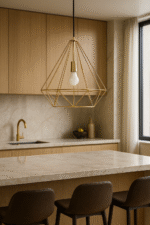 Liva Conical Pendant Light. Gold pendant light. Chrome pendant light. Geometric lighting. Modern ceiling light. Contemporary pendant lamp. Luxury home lighting. Iron cage pendant. Designer ceiling light.