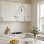 Liva Conical Pendant Light. Gold pendant light. Chrome pendant light. Geometric lighting. Modern ceiling light. Contemporary pendant lamp. Luxury home lighting. Iron cage pendant. Designer ceiling light.